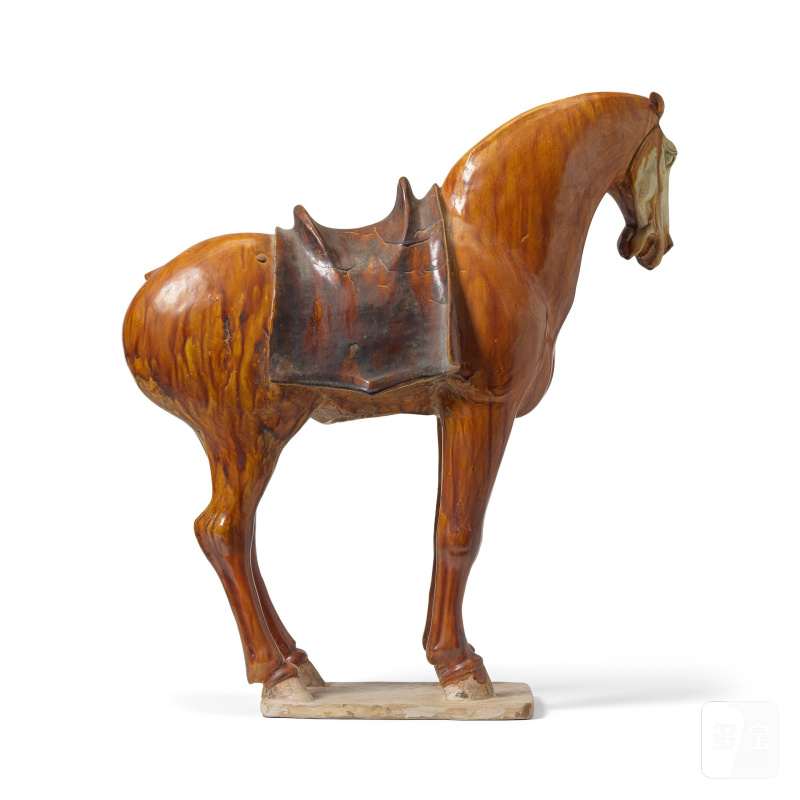 唐 褐釉馬 | A LARGE AMBER AND BROWN-GLAZED POTTERY HORSE - 图2